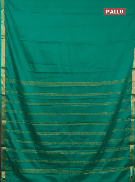Semi mysore silk saree teal green with plain body and zari woven border