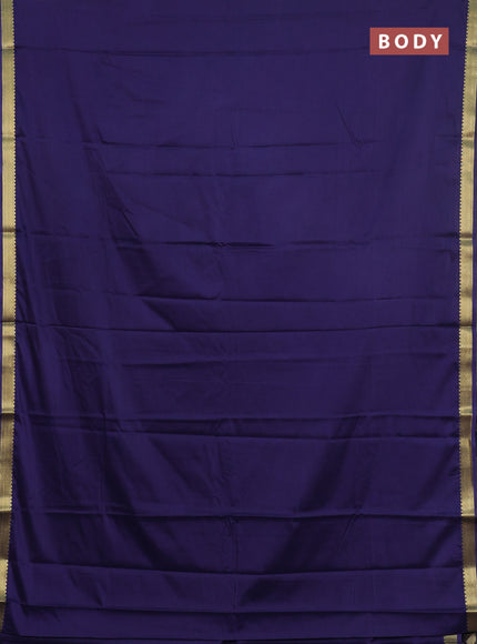 Semi mysore silk saree navy blue with plain body and zari woven border