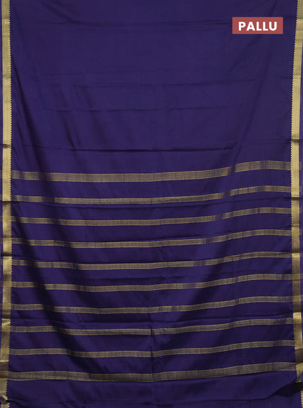 Semi mysore silk saree navy blue with plain body and zari woven border
