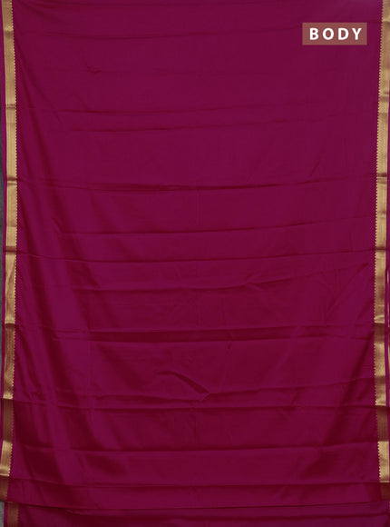 Semi mysore silk saree dark pink with plain body and zari woven border