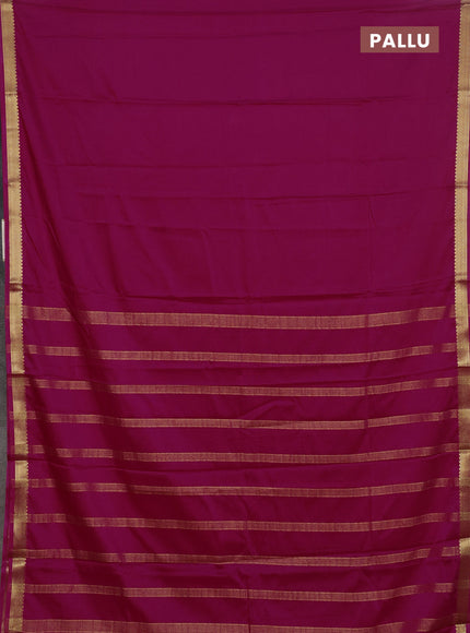 Semi mysore silk saree dark pink with plain body and zari woven border