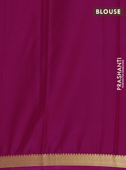 Semi mysore silk saree dark pink with plain body and zari woven border
