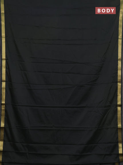 Semi mysore silk saree dark olive green with plain body and zari woven border