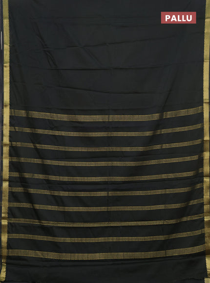 Semi mysore silk saree dark olive green with plain body and zari woven border