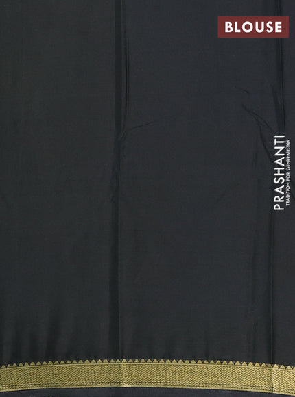 Semi mysore silk saree dark olive green with plain body and zari woven border