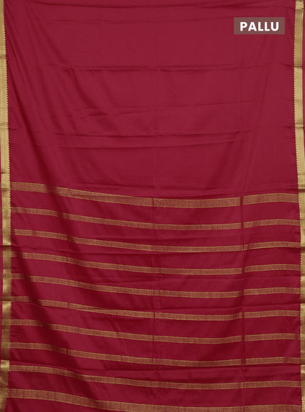 Semi mysore silk saree red with plain body and zari woven border