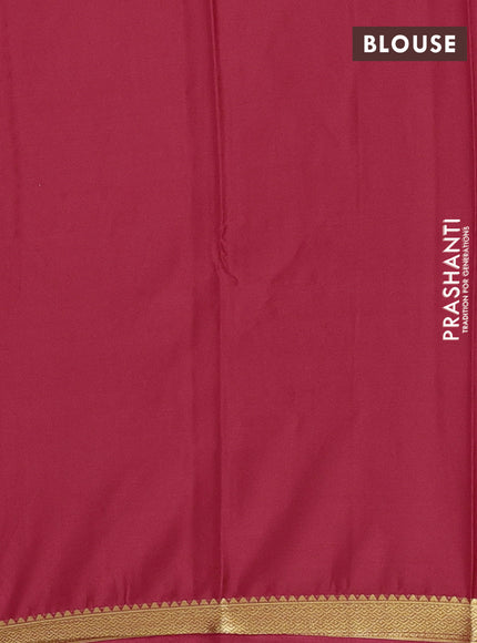 Semi mysore silk saree red with plain body and zari woven border