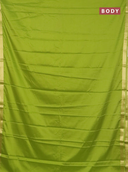 Semi mysore silk saree light green with plain body and zari woven border