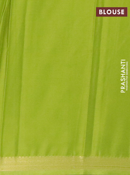 Semi mysore silk saree light green with plain body and zari woven border