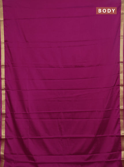 Semi mysore silk saree purple with plain body and zari woven border