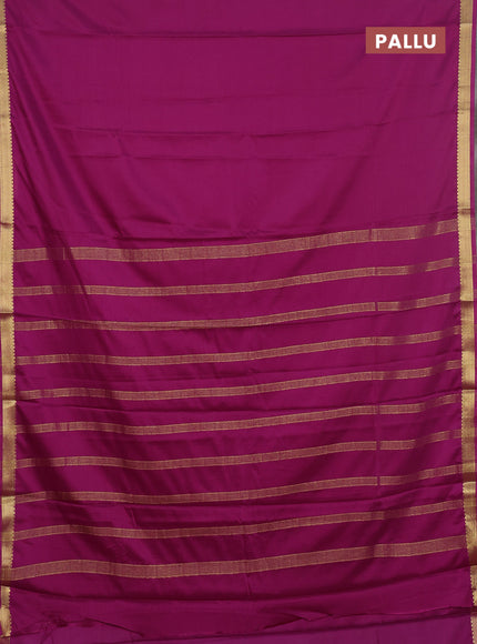 Semi mysore silk saree purple with plain body and zari woven border