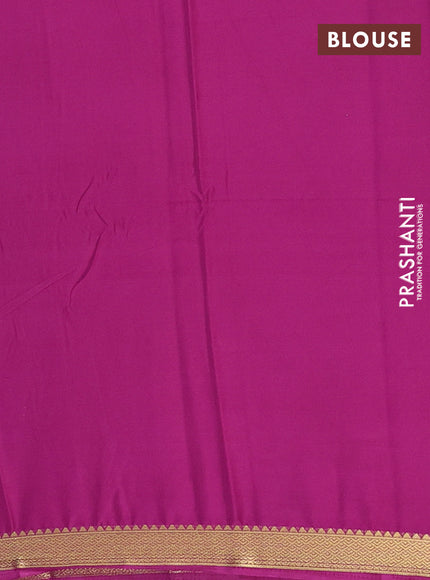 Semi mysore silk saree purple with plain body and zari woven border