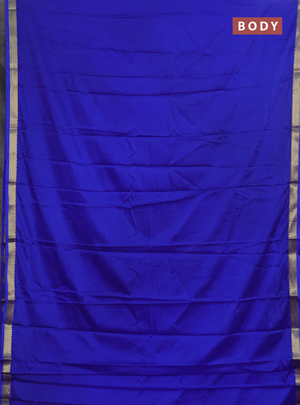 Semi mysore silk saree royal blue with plain body and zari woven border