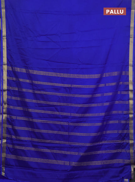 Semi mysore silk saree royal blue with plain body and zari woven border