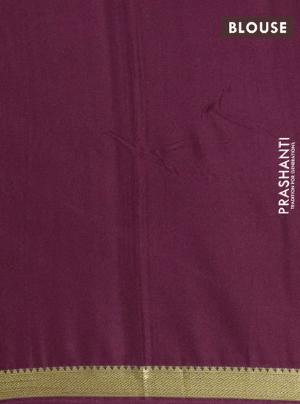 Semi mysore silk saree wine shade with plain body and zari woven border