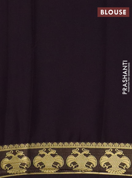 Semi mysore silk saree red and coffee brown with plain body and zari woven border