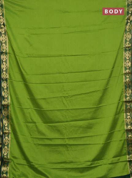 Semi mysore silk saree light green and bottle green with plain body and zari woven border