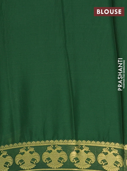 Semi mysore silk saree light green and bottle green with plain body and zari woven border