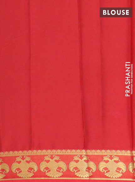 Semi mysore silk saree coffee brown and red with plain body and zari woven border