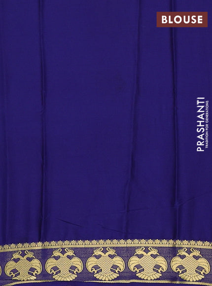 Semi mysore silk saree cs blue and navy blue with plain body and zari woven border