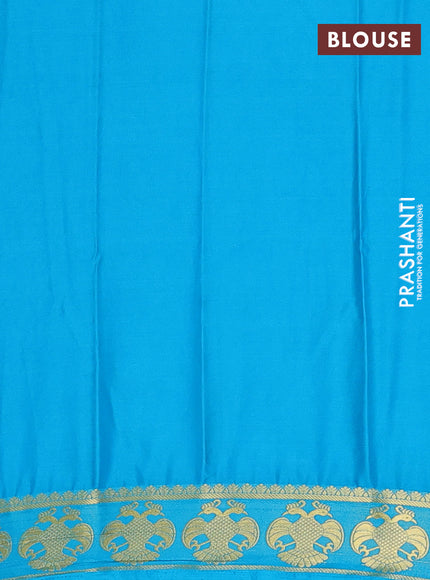 Semi mysore silk saree navy blue and cs blue with plain body and zari woven border