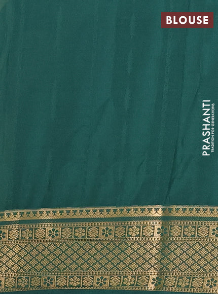 Semi mysore silk saree cream and green with allover zari weaves and zari woven border