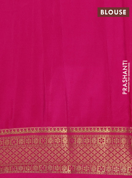 Semi mysore silk saree peach shade and dark pink with allover zari weaves and zari woven border