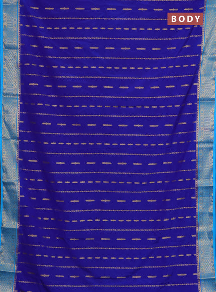 Semi mysore silk saree royl blue and cs blue with allover zari weaves and zari woven border