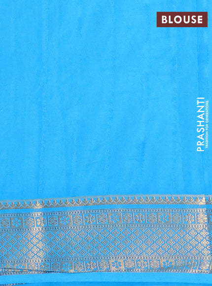 Semi mysore silk saree royl blue and cs blue with allover zari weaves and zari woven border