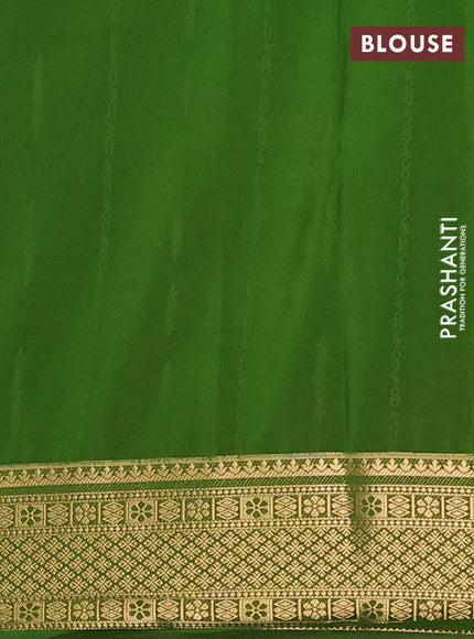 Semi mysore silk saree yellow and light green with allover zari weaves and zari woven border
