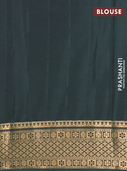 Semi mysore silk saree mauve pink and bottle green with allover zari weaves and zari woven border