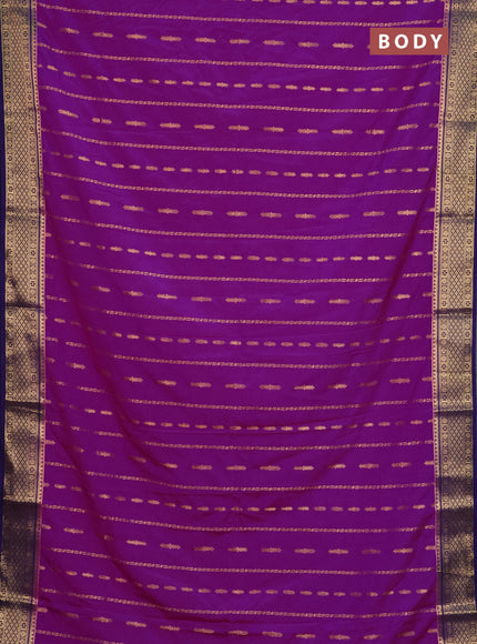 Semi mysore silk saree magrenta pink and violet with allover zari weaves and zari woven border