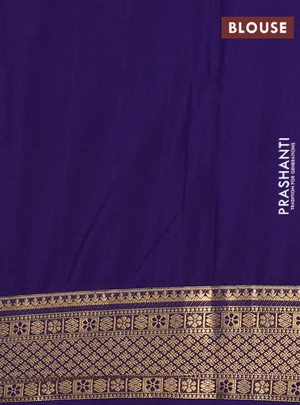 Semi mysore silk saree magrenta pink and violet with allover zari weaves and zari woven border