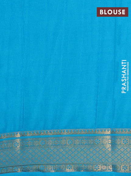 Semi mysore silk saree violet and cs blue with allover zari weaves and zari woven border