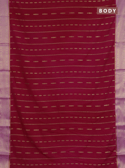Semi mysore silk saree tomato pink and lotus pink with allover zari weaves and zari woven border