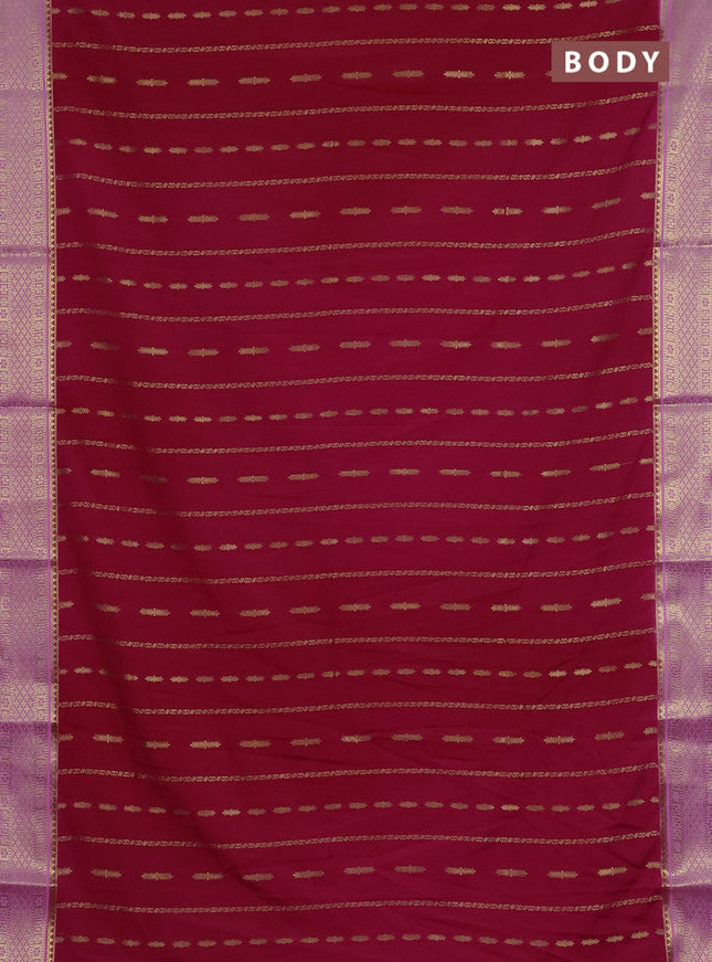 Semi mysore silk saree tomato pink and lotus pink with allover zari weaves and zari woven border