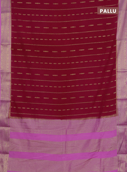 Semi mysore silk saree tomato pink and lotus pink with allover zari weaves and zari woven border