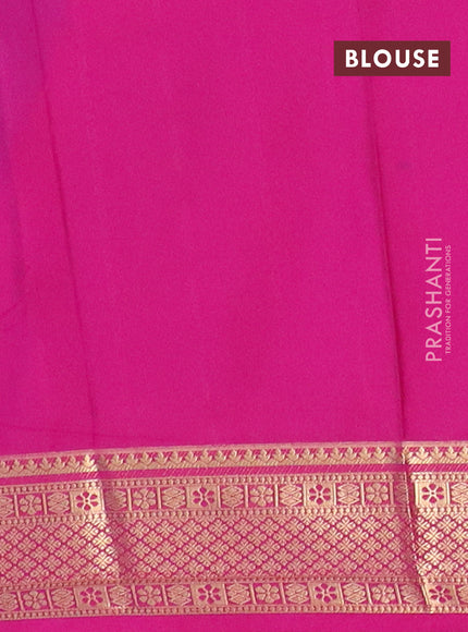 Semi mysore silk saree cs blue and pink with allover zari weaves and zari woven border