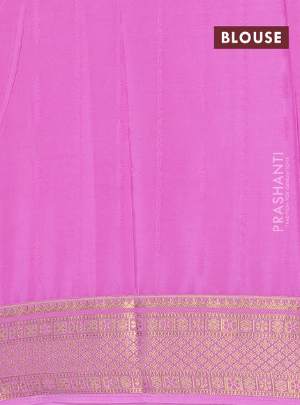 Semi mysore silk saree red and lotus pink with allover zari weaves and zari woven border