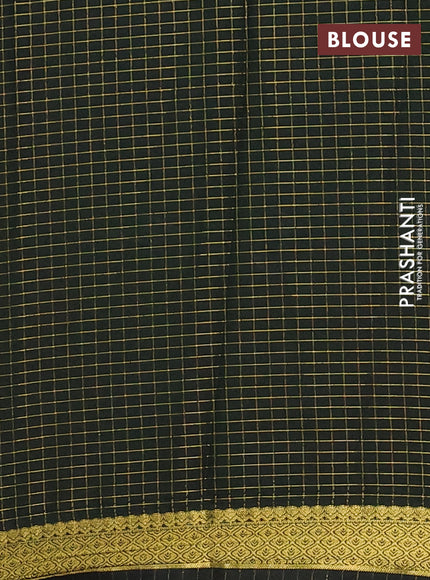 Semi mysore silk saree orange and bottle green with allover zari weaves and zari woven border