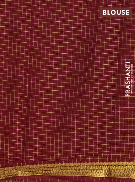Semi mysore silk saree peach orange and wine shade with allover zari weaves and zari woven border