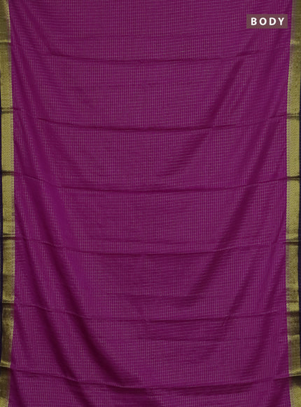 Semi mysore silk saree magenta pink and violet with allover zari weaves and zari woven border