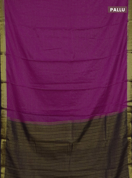 Semi mysore silk saree magenta pink and violet with allover zari weaves and zari woven border