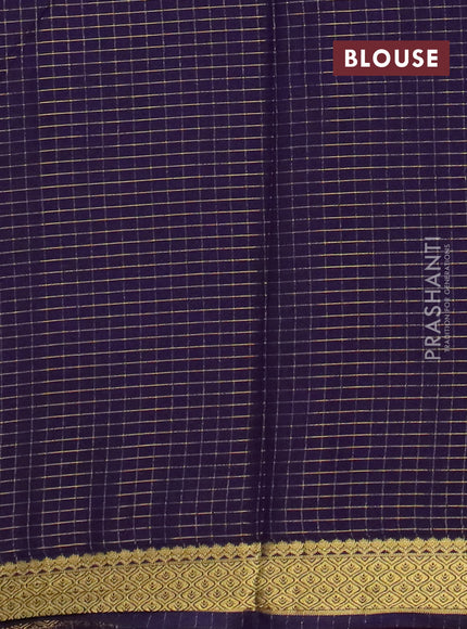Semi mysore silk saree magenta pink and violet with allover zari weaves and zari woven border