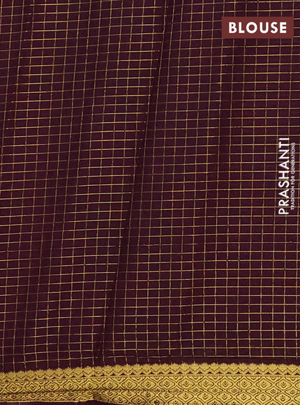 Semi mysore silk saree peach pink and wine shade with allover zari weaves and zari woven border