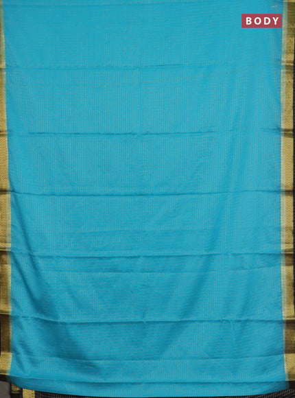 Semi mysore silk saree teal blue and jamun shade with allover zari weaves and zari woven border