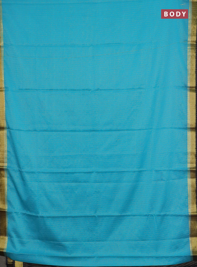 Semi mysore silk saree teal blue and jamun shade with allover zari weaves and zari woven border