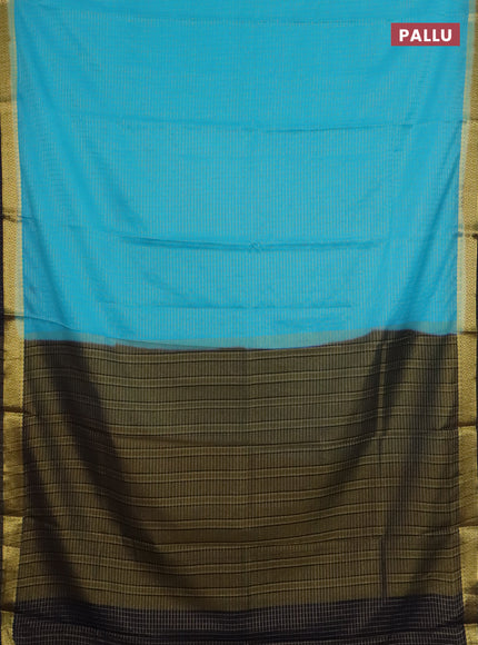 Semi mysore silk saree teal blue and jamun shade with allover zari weaves and zari woven border