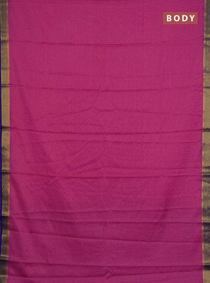 Semi mysore silk saree pink and royal blue with allover zari weaves and zari woven border
