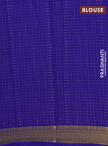 Semi mysore silk saree pink and royal blue with allover zari weaves and zari woven border